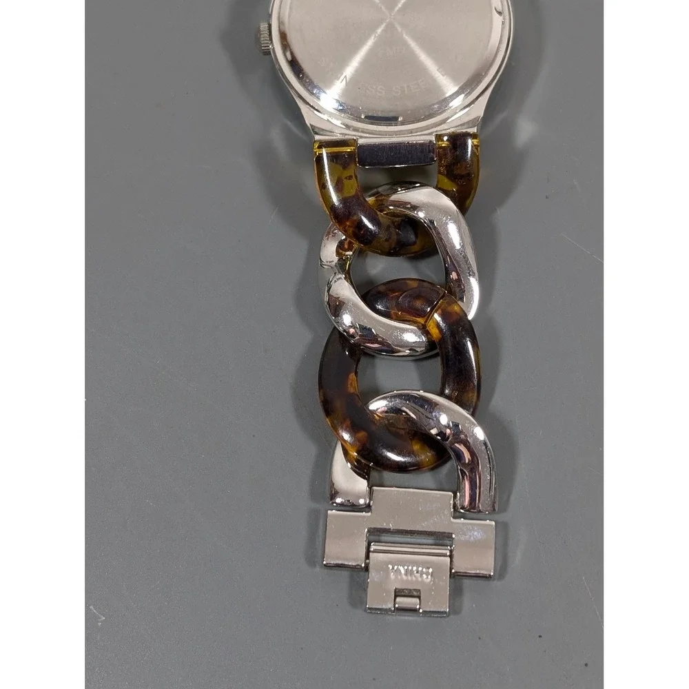Women's Silver Tone Tortoise Link Watch Oversized Curb Chain Bracelet‎ 7